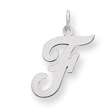 Medium Script Initial F Charm Sterling Silver QC5082F, MPN: QC5082F, 883957432236