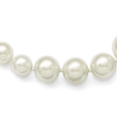 6-12Mm Graduated White Shell Bead Necklace Sterling Silver QMJN612W-18, MPN: QMJN612W-18, 886774294…