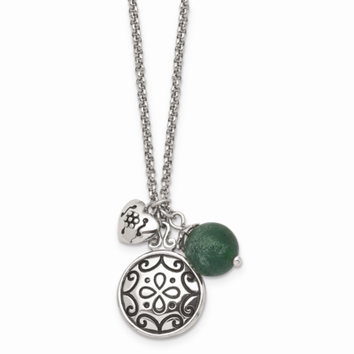 2 Inch Extension Synthetic Jade Necklace Stainless Steel Antiqued SRN1310-20 by Chisel, MPN: SRN131…