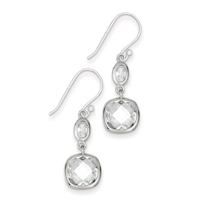 Square Dangle Earrings Sterling Silver Diamond QE9309, MPN: QE9309, 883957489827