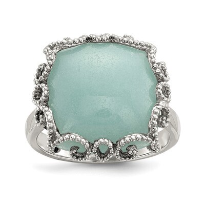 Amazonite Polished and Textured Ring Sterling Silver QR6755, MPN: QR6755, 883957756875