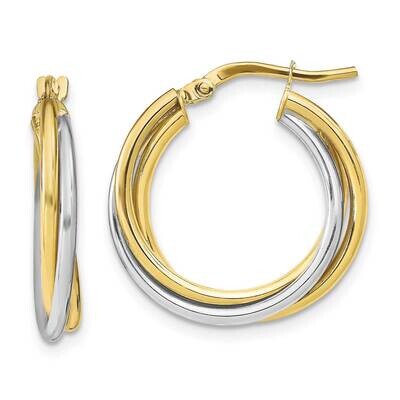 Leslie&#39;s Hoop Earrings 10k Two-tone Gold Polished HB-10LE502, MPN: 10LE502, 191101737336