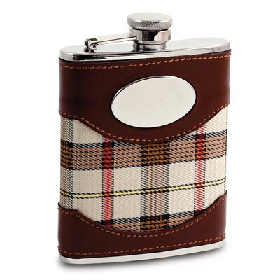 Beige Fabric Flask 6oz Stainless Steel GM18387, MPN: GM18387, 797140527466