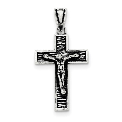 Box Cross Crucifix Pendant Sterling Silver Antiqued QC8291, MPN: QC8291, 191101362422
