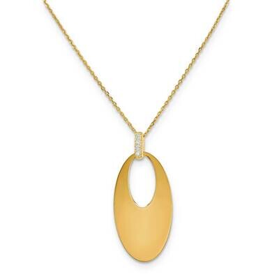 Yellow Gold Plate Pendant with Cz On 16 Chain 1 Inch Extension Sterling Silver CMEI17889-16, MPN: C…