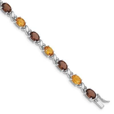 Smoky Quartz, Citrine, White Topaz Bracel Sterling Silver Rhodium-plated QG4931-7.5, MPN: QG4931-7.…