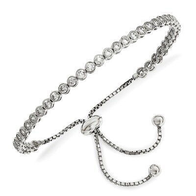 CZ Adjustable 5 Inch-8.75 Inch Bracelet Sterling Silver Rhodium-plated QG4181, MPN: QG4181, 8867747…