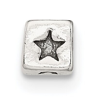 Small Star Block Bead Sterling Silver Polished SS5024, MPN: SS5024,