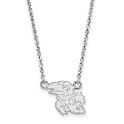 University of Kansas Small Pendant with Chain Necklace 10k White Gold 1W011UKS-18, MPN: 1W011UKS-18…
