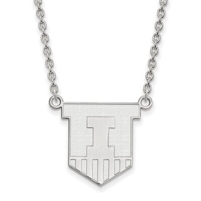 University of Illinois Large Pendant with Chain Necklace 10k White Gold 1W055UIL-18, MPN: 1W055UIL-…