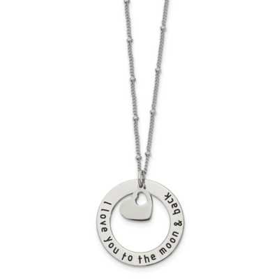 I LOVE YOU TO THE MOON 20 Inch . Necklace Stainless Steel Polished SRN2646-20 by Chisel, MPN: SRN26…
