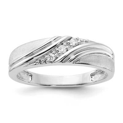 Sterling Silver Polished &amp; Brushed 1-.025, 2-.022 Diamond Ring RTD1076G-SSA