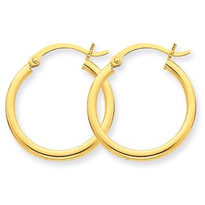2mm Round Hoop Earrings 14k Gold Polished T916, MPN: T916, 883957287430