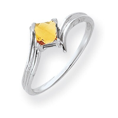 Citrine Ring 14k white Gold 4mm Princess Cut Y4782CI, MPN: Y4782CI, 883957667133