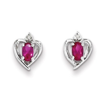 Ruby &amp; Diamond July Earrings Sterling Silver QBE19JUL, MPN: QBE19JUL, 883957495286