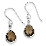 Smoky Quartz Dangle Earrings Sterling Silver Rhodium-plated Diamond QE10303SQ, MPN: QE10303SQ, 8839…