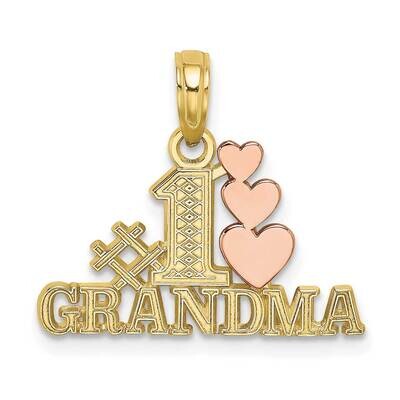 Two-Tone #1 Grandma with Three Hearts Charm 10k Gold 10K9129, MPN: 10K9129,