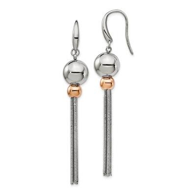 Rose Ip-Plated Shepherd Hook Dangle Earrings Stainless Steel Polished SRE1331, MPN: SRE1331, 191101…