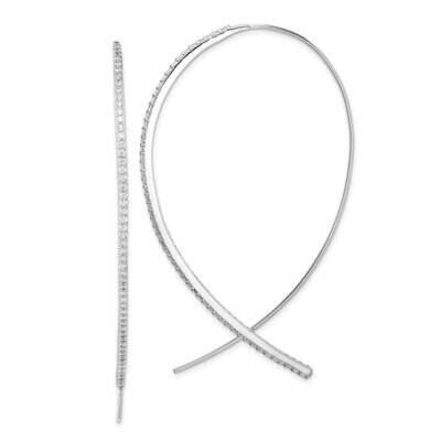 Threader Earrings Sterling Silver Rhodium-plated CZ Diamond QE14823, MPN: QE14823, 886774035307