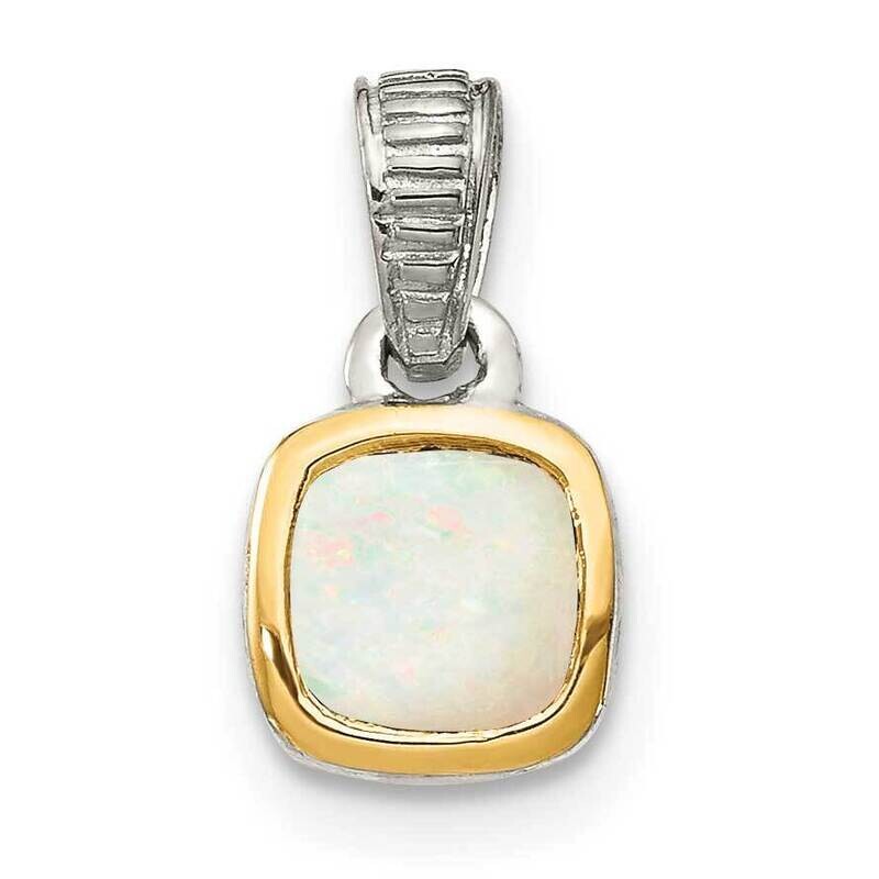 Milky Opal Pendant Sterling Silver with 14k Gold Accent QTC1717