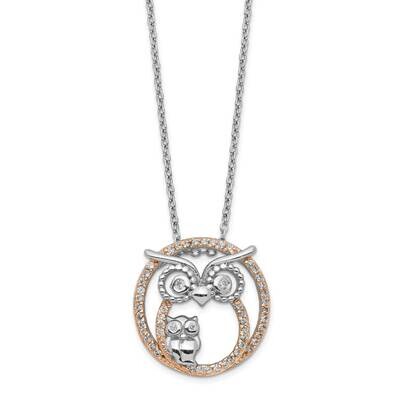 Owl 18.25 Inch Necklace Rose Gold Plated Sterling Silver QCM1445-18.25, MPN: QCM1445-18.25, 8839577…