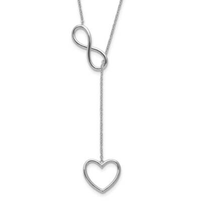 Infinity Drop Heart with 2 Inch Extender Necklace Sterling Silver Rhodium-plated QG5489-16, MPN: QG…
