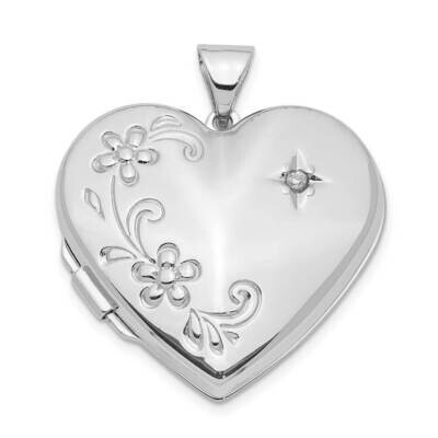 21mm Diamond Heart Family Locket Sterling Silver Rhodium-plated QLS883, MPN: QLS883, 886774081014