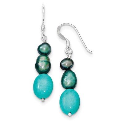 Green Turquoise Green Cultured Pearl Earrings Sterling Silver QE5982, MPN: QE5982, 886774080215