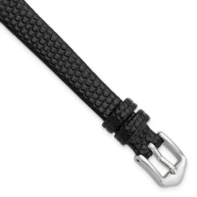 Gold-tone 10mm Black Flat Lizard Grain Calfskin with Buckl Watch Band Silver-tone BAW544-10, MPN: B…