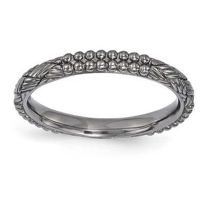 Rhodium-plated Patterned Ring - Sterling Silver QSK1560, MPN: QSK1560, 886774211664
