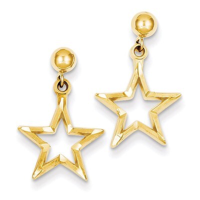 Diamond-Cut Star Dangle Post Earrings 14k Gold Polished S1351, MPN: S1351, 883957019222