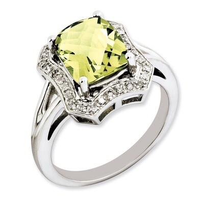 Lemon Quartz &amp; Diamond Ring Sterling Silver QR3315LQ, MPN: QR3315LQ, 883957364094