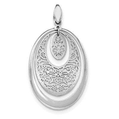 Brushed Polished Oval Pendant Sterling Silver Rhodium-plated QP4109, MPN: QP4109,