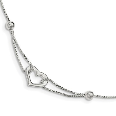 Heart with Box Chain Bracelet 7.5 Inch Sterling Silver QG3815-7.5, MPN: QG3815-7.5, 191101481031