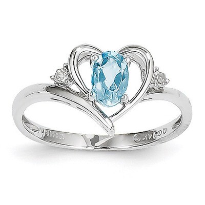 Blue Topaz Diamond Ring 14k White Gold Genuine XBS465, MPN: XBS465, 883957484723