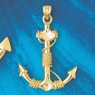 Dazzlers Jewelry Ship Anchor Pendant Necklace Charm Bracelet in Yellow, White or Rose Gold 1112, MP…