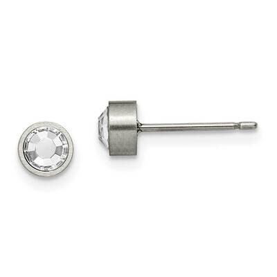 Brushed with Cz 5mm Stud Earrings Titanium TBE110, MPN: TBE110, 191101866227