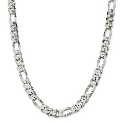 26 Inch 10.75mm Figaro Chain Sterling Silver QFG300-26, MPN: QFG300-26, 883957624587