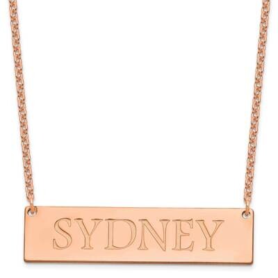 Large Polished Name Bar Necklace Sterling Silver Rose-plated XNA648RP, MPN: XNA648RP,