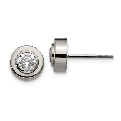 CZ Post Earrings Titanium Polished TBE1297 by Chisel, MPN: TBE1297, 191101866173