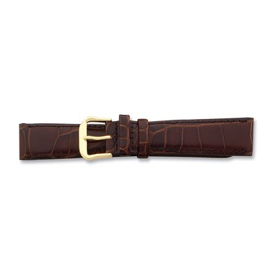 10mm Brown Crocodile Dark Stitch Buckle Watch Band 6.75 Inch Gold-tone BA86-10, MPN: BA86-10, 88677…