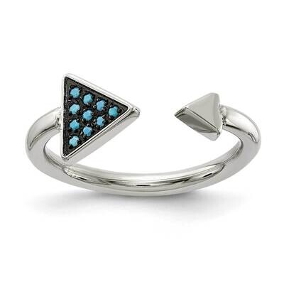 Reconstructed Turquoise Triangle Ring Stainless Steel Polished SR632-6, MPN: SR632, 191101873522