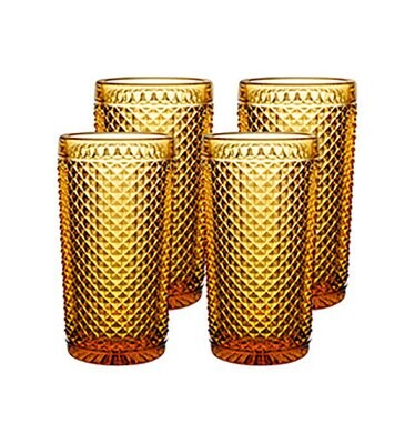 Vista Alegre Bicos Set Of 4 Highball Amber 49000002, MPN: 49000002, 5601266303529
