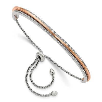 Rose Ip with Swarovski Heart Adjustable Bracelet Stainless Steel Polished SRB2885, MPN: SRB2885, 19…