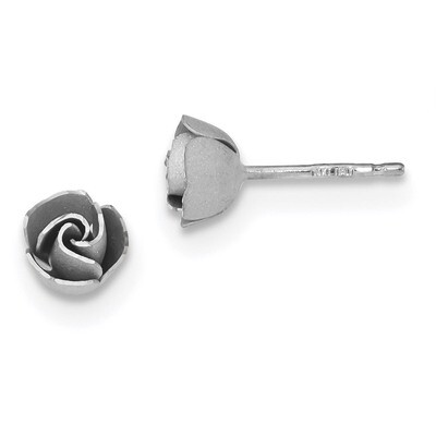 Satin Finish Diamond -cut Rose Post Earrings 14k white Gold TL1107, MPN: TL1107, 191101058196