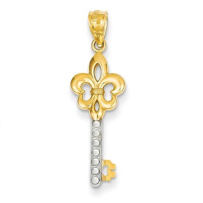 Diamond Cut Fleur de lis Key Pendant 14k Gold YC1074, MPN: YC1074, 191101368363