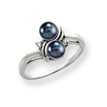 5.5mm Black Fresh Water Cultured Pearl Diamond Ring 14k white Gold Y4371BP/A, MPN: Y4371BP/A, 88395…