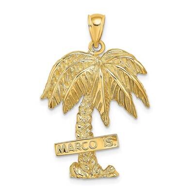 Marco Island On Large Palm Tree Charm 14k Gold 2-D K8081, MPN: K8081, 637218060771