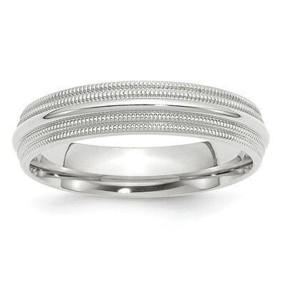 5mm Double Milgrain Comfort Fit Band 10k White Gold WDMC050 Engravable, MPN: WDMC050, 886774460680