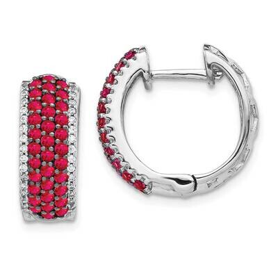 Ruby Earrings 14k White Gold Diamond EM5602-RU-025-WA, MPN: EM5602-RU-025-WA, 191101838712